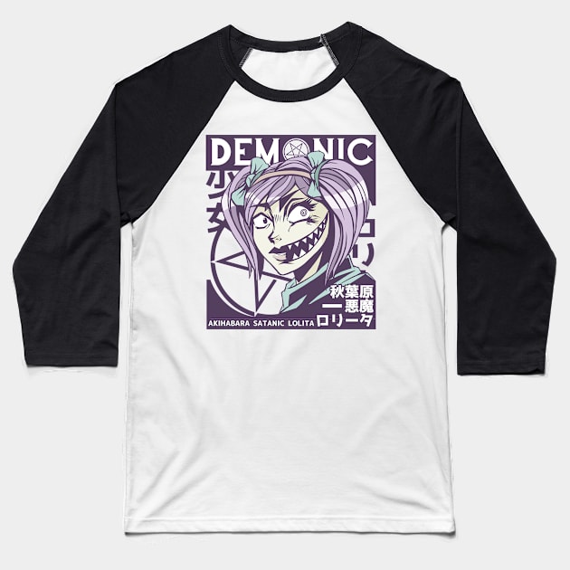 Anime Demon Girl Baseball T-Shirt by LAPublicTees